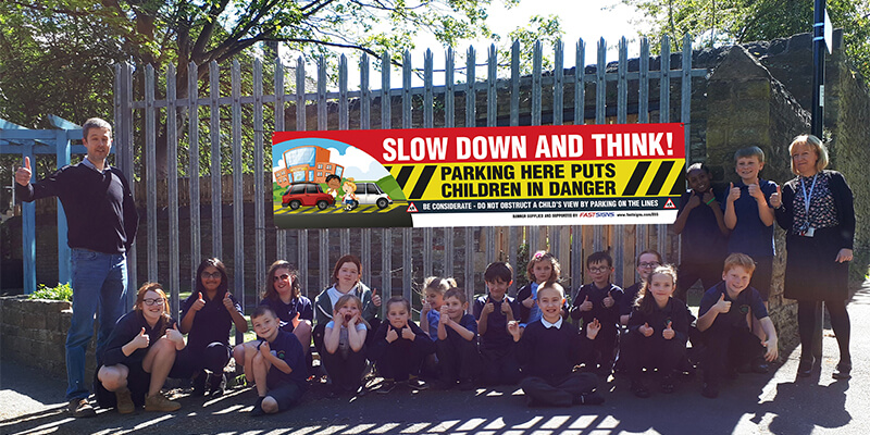 Please Drive Slowly Children Crossing banner
